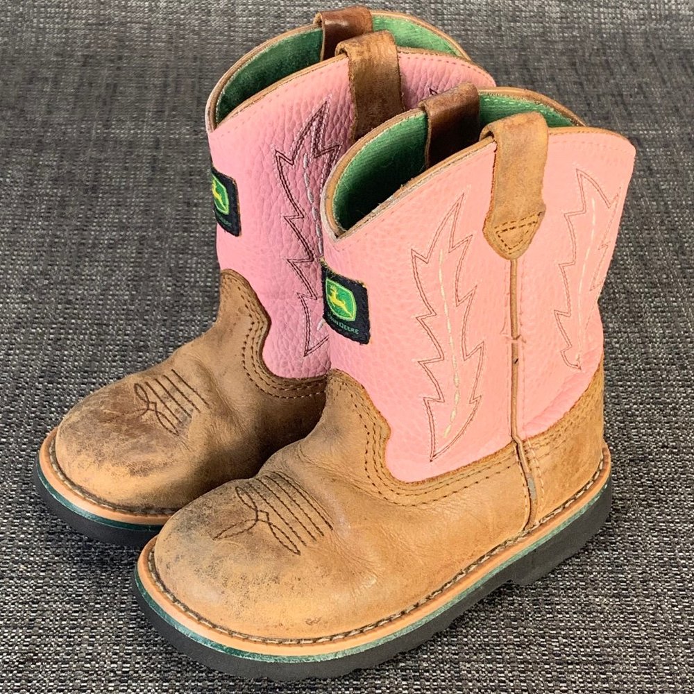 Infant 8M Girls John Deere Johnny Popper Western Cowboy Boots - Pink - JD1185